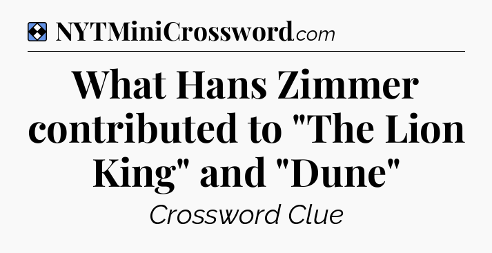 Solution: What Hans Zimmer contributed to 