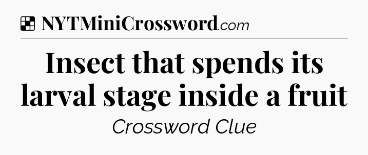 Solution: Insect that spends its larval stage inside a fruit - NYT Crossword