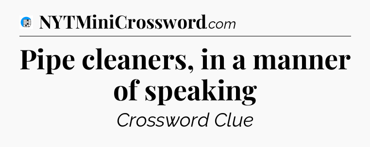 Pipe cleaners, in a manner of speaking Crossword Clue
