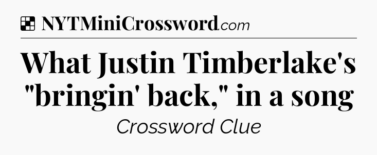 Solution: What Justin Timberlake's 