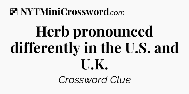 Solution: Herb pronounced differently in the U.S. and U.K - NYT Crossword