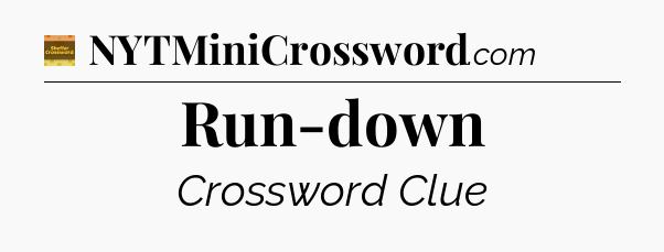 Run-down - Eugene Sheffer Crossword
