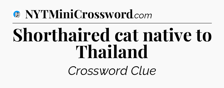 Shorthaired cat native to Thailand Crossword Clue