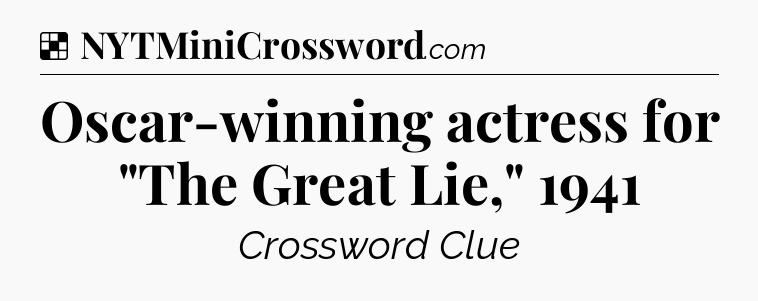 Solution: Oscar-winning actress for 