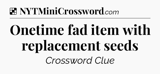 Solution: Onetime fad item with replacement seeds - NYT Crossword