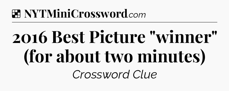 Solution: 2016 Best Picture 