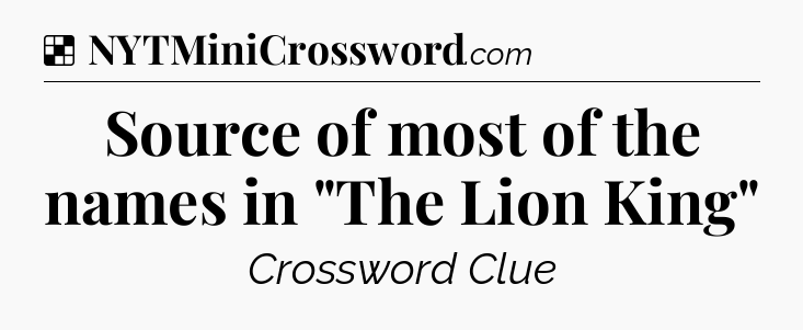 Solution: Source of most of the names in 