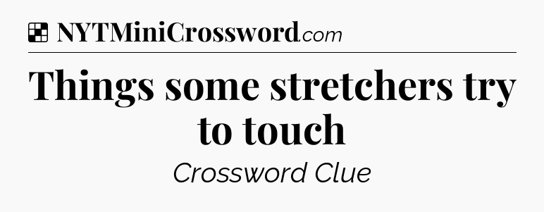 Solution: Things some stretchers try to touch - NYT Crossword