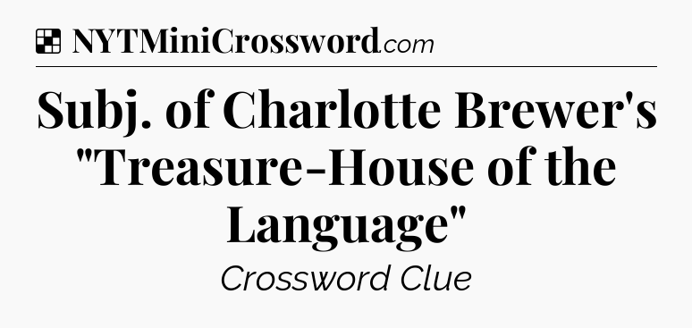 Solution: Subj. of Charlotte Brewer's 