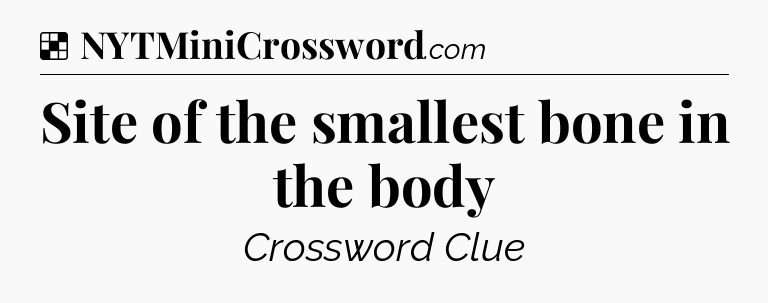 Solution: Site of the smallest bone in the body - NYT Crossword