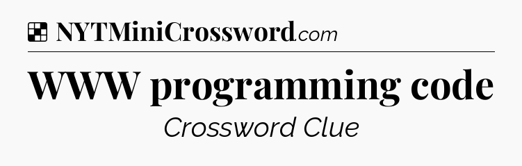 Solution: WWW programming code - NYT Crossword