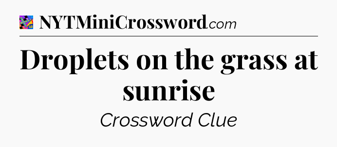 Droplets on the grass at sunrise Crossword Clue