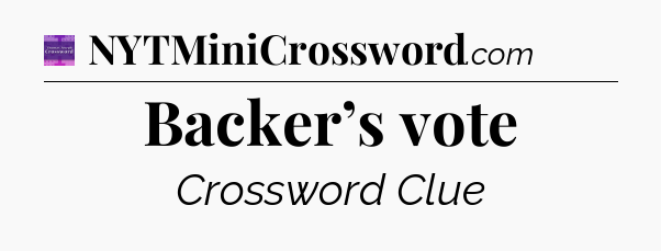 Backer’s vote - Thomas Joseph Crossword