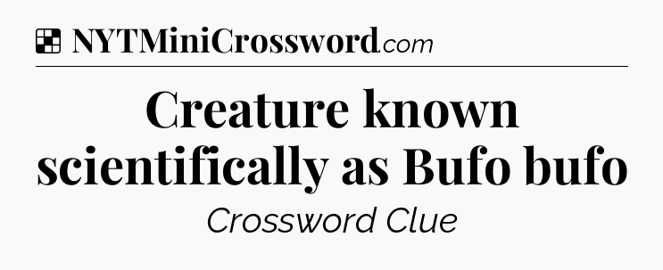 Solution: Creature known scientifically as Bufo bufo - NYT Crossword