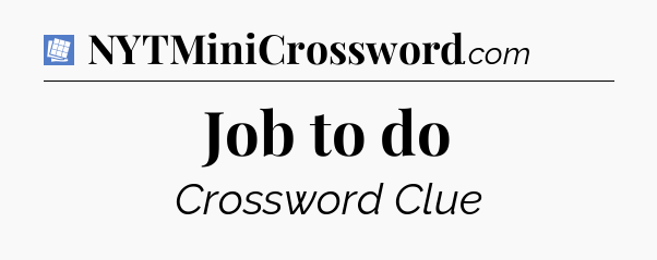 Job to do Puzzle Page Crossword Clue