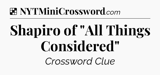 Solution: Shapiro of 
