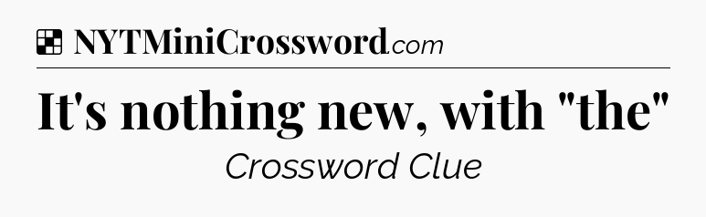 Solution: It's nothing new, with 