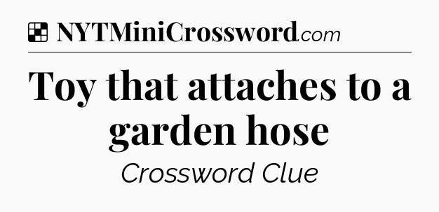 Solution: Toy that attaches to a garden hose - NYT Crossword