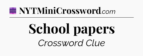 School papers - Thomas Joseph Crossword