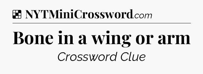Solution: Bone in a wing or arm - NYT Crossword