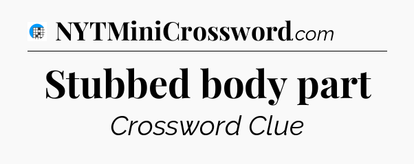 Stubbed body part Crossword Clue