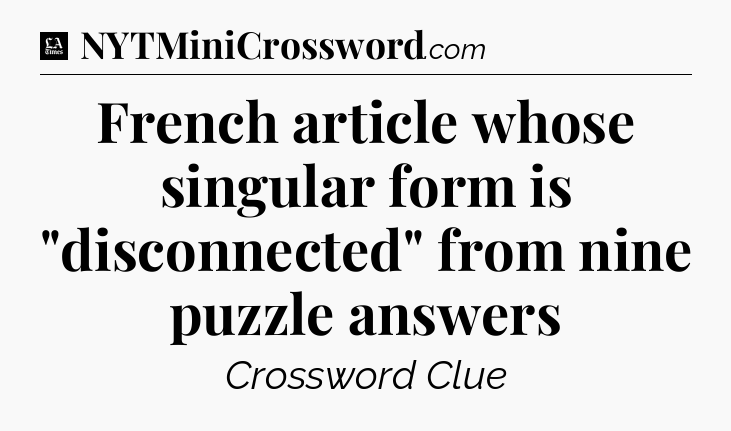 French article whose singular form is 