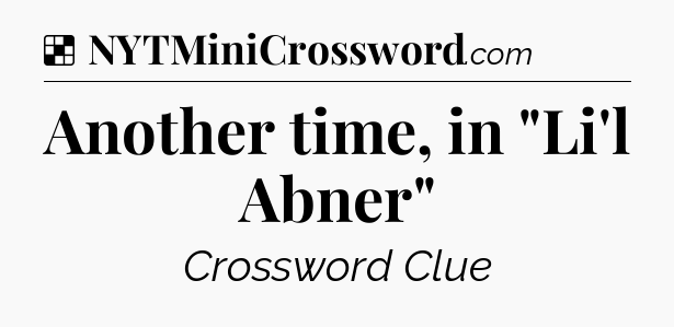 Solution: Another time, in 