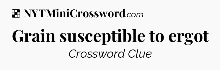 Solution: Grain susceptible to ergot - NYT Crossword