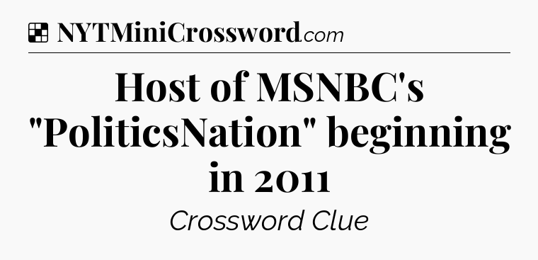 Solution: Host of MSNBC's 
