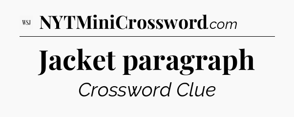 Jacket paragraph - WSJ Crossword