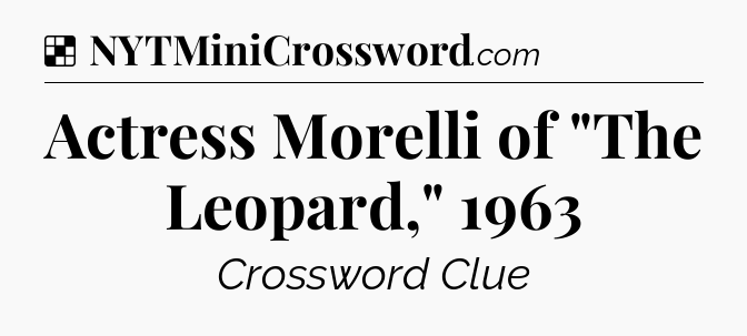 Solution: Actress Morelli of 