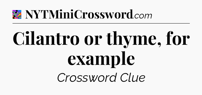 Cilantro or thyme, for example Crossword Clue