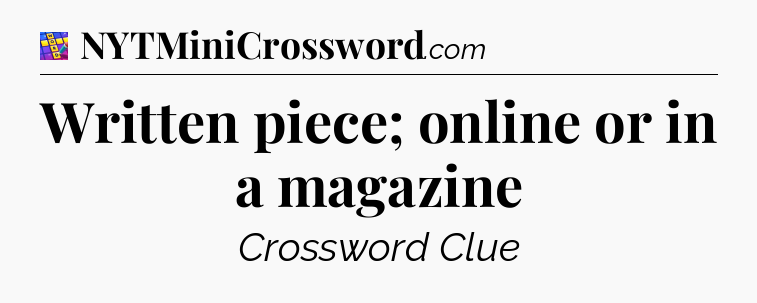 Written piece; online or in a magazine Codycross