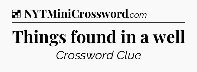 Solution: Things found in a well - NYT Crossword