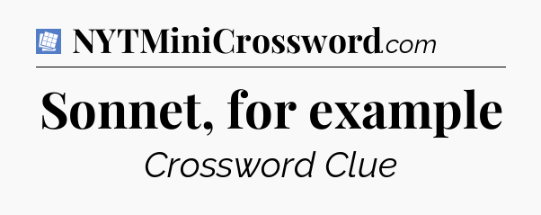 Sonnet, for example Puzzle Page Crossword Clue