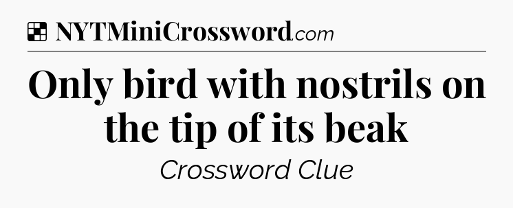 Solution: Only bird with nostrils on the tip of its beak - NYT Crossword