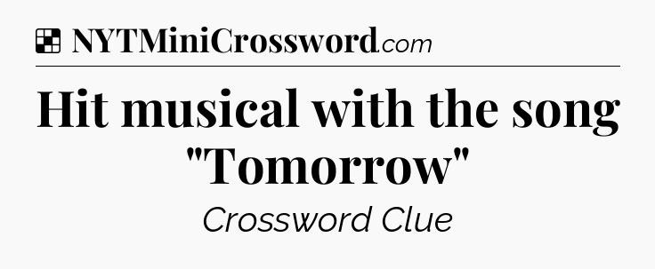 Solution: Hit musical with the song 