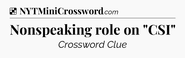 Solution: Nonspeaking role on 
