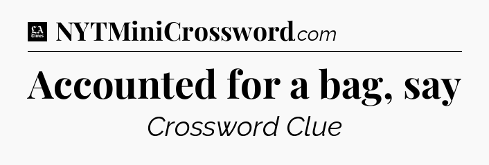 Accounted for a bag, say - LA Times Crossword