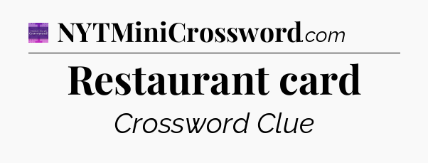 Restaurant card - Thomas Joseph Crossword