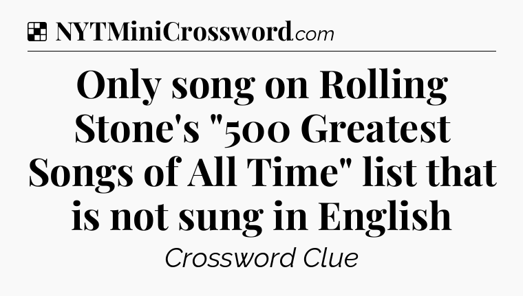 Solution: Only song on Rolling Stone's 