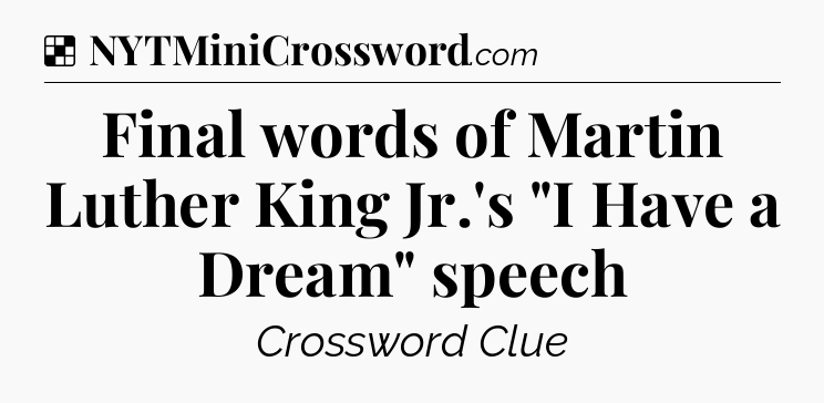 Solution: Final words of Martin Luther King Jr.'s 