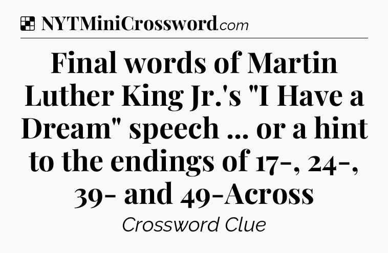 Solution: Final words of Martin Luther King Jr.'s 