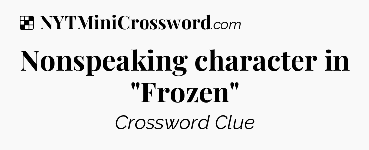 Solution: Nonspeaking character in 