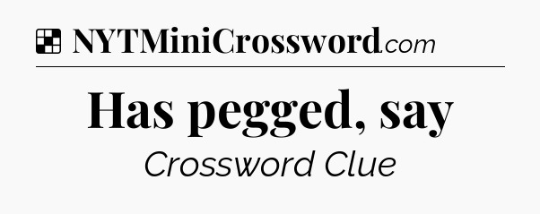Solution: Has pegged, say - NYT Crossword