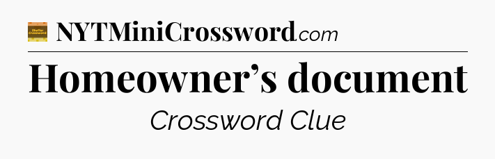 Homeowner’s document - Eugene Sheffer Crossword
