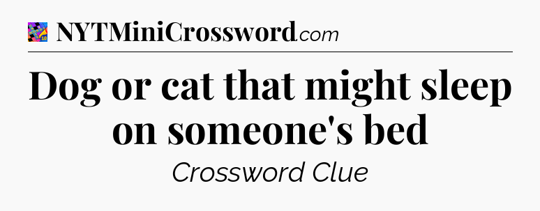 Dog or cat that might sleep on someone's bed Crossword Clue