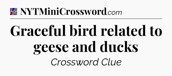 Graceful bird related to geese and ducks Crossword Clue