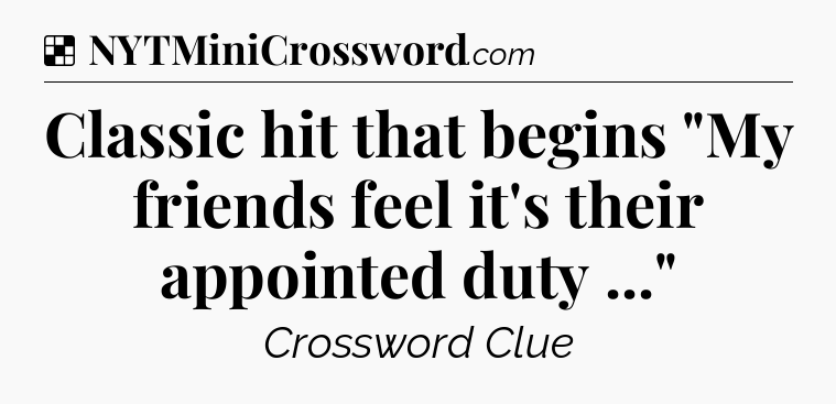 Solution: Classic hit that begins 