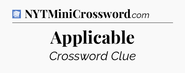 Applicable Puzzle Page Crossword Clue